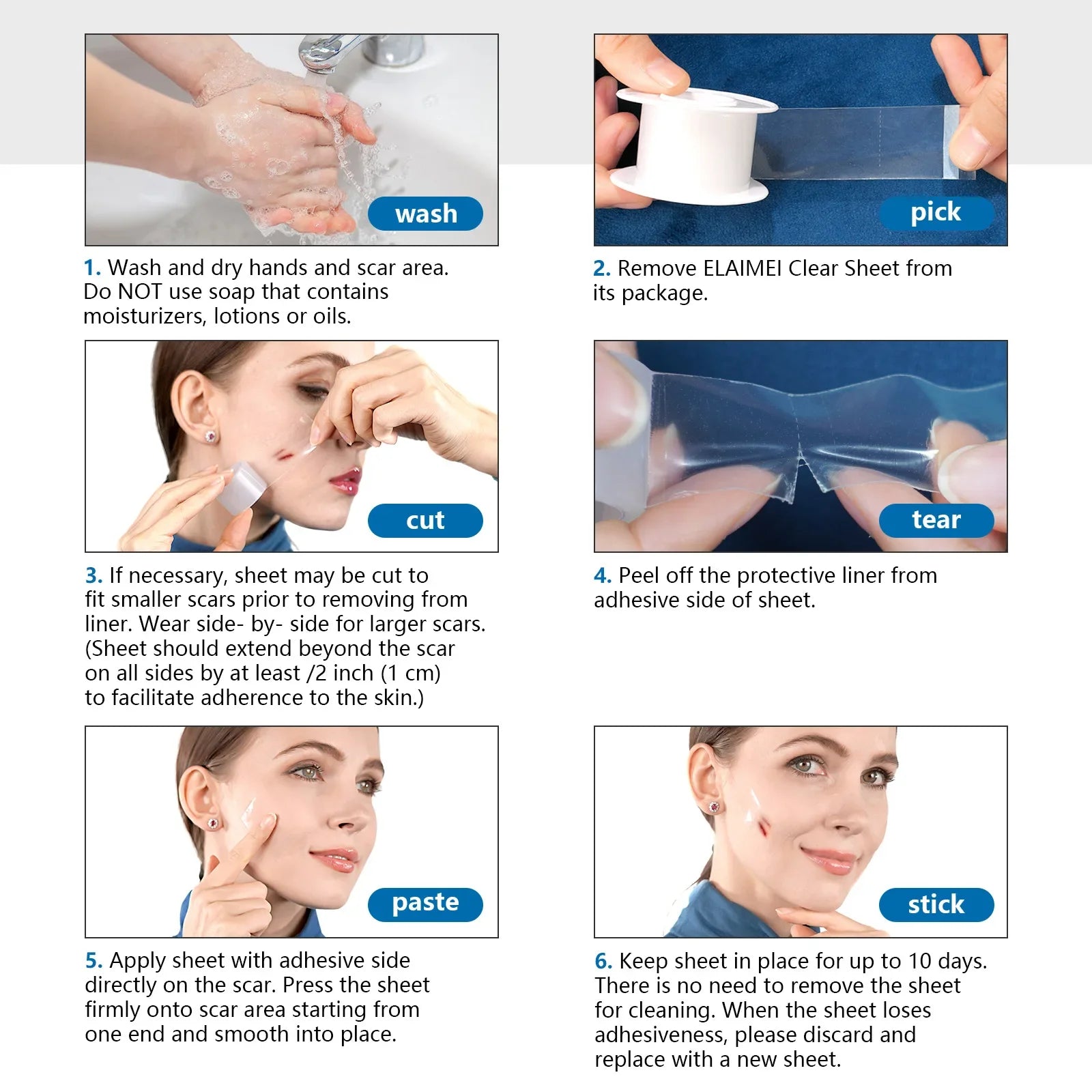 1/2 Roll Invisible Silicone Scar Sheets , 2.5cm X 150cm, Self-Adhesive Scar Cover Tape Reusable and Effective Skin Care Strips